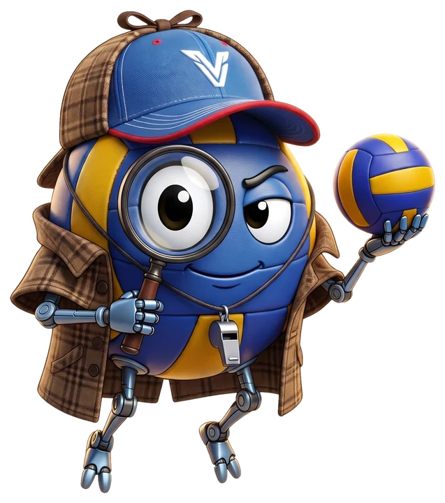 Voly, la mascotte, vestito da detective con la lente d'ingrandimento
